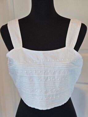 Avec Les Filles White Cotton Embroidered Top Bustier size 10 NWOT